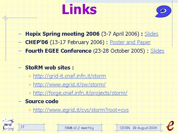 Links – Hepix Spring meeting 2006 (3 -7 April 2006) : Slides – CHEP’