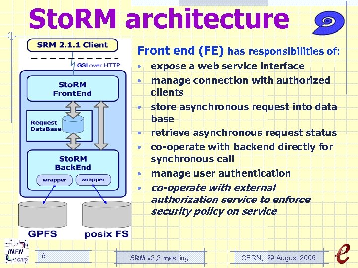 Sto. RM architecture Front end (FE) has responsibilities of: • • 6 expose a