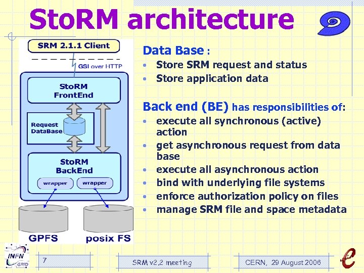 Sto. RM architecture Data Base : • • Store SRM request and status Store