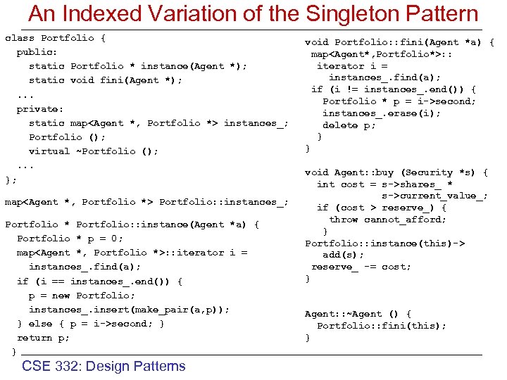 An Indexed Variation of the Singleton Pattern class Portfolio { public: static Portfolio *