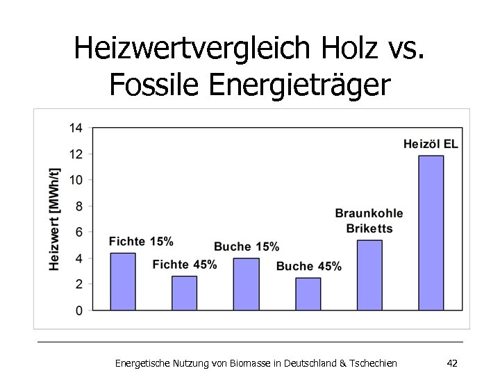 Heizwertvergleich Holz vs. Fossile Energieträger Energetische Nutzung von Biomasse in Deutschland & Tschechien 42