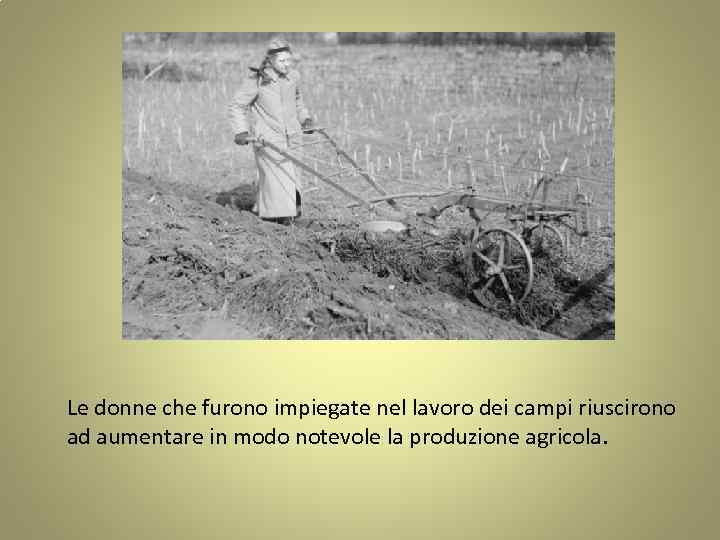 Le donne che furono impiegate nel lavoro dei campi riuscirono ad aumentare in modo