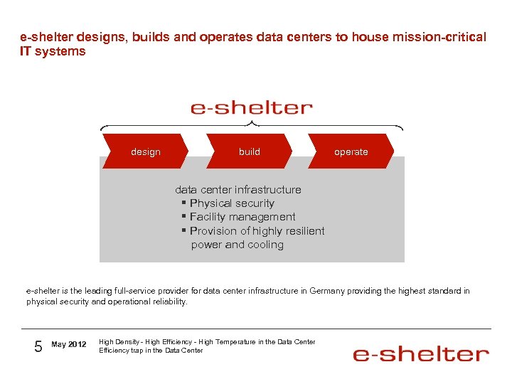 e-shelter designs, builds and operates data centers to house mission-critical IT systems design build