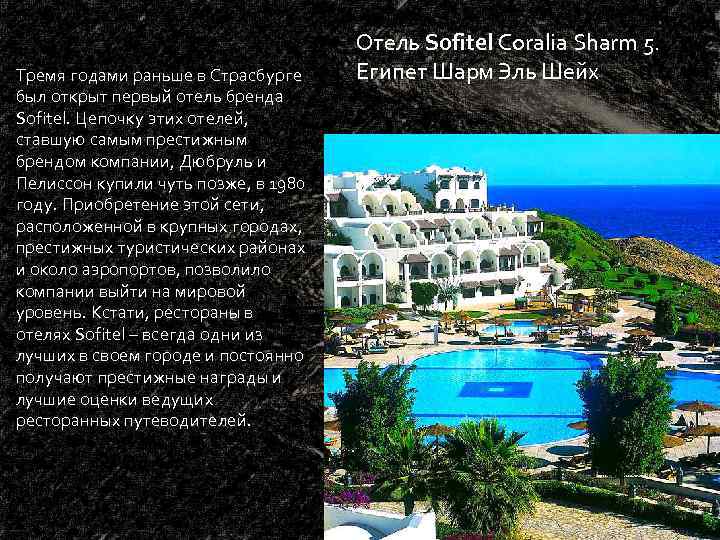 Тремя годами раньше в Страсбурге был открыт первый отель бренда Sofitel. Цепочку этих отелей,