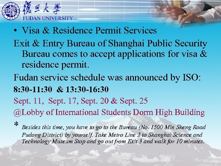  • Visa & Residence Permit Services Exit & Entry Bureau of Shanghai Public