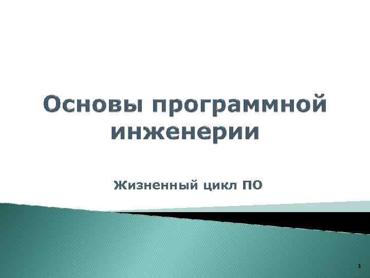 Жизненный цикл ПО 1 