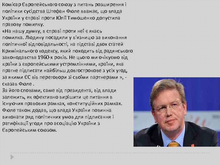 Комісар Європейського союзу з питань розширення і політики сусідства Штефан Фюле вважає, що влада
