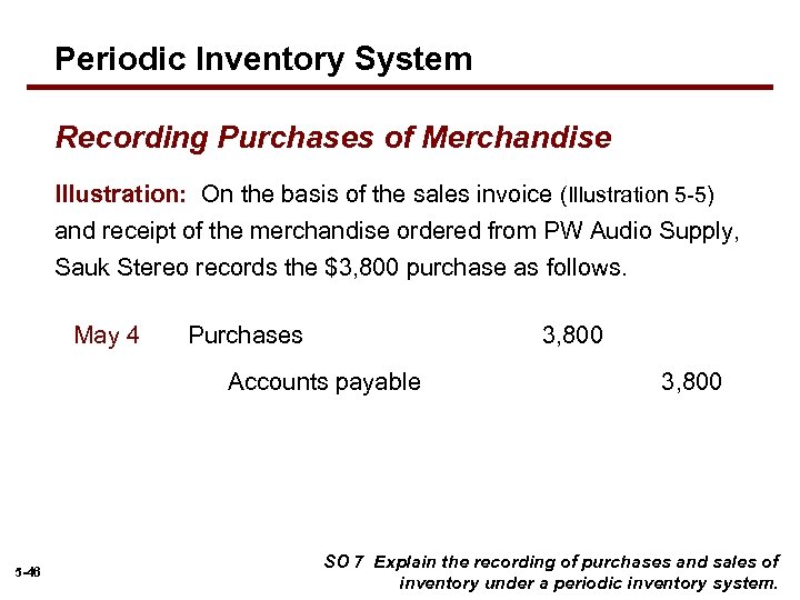 Periodic Inventory System Recording Purchases of Merchandise Illustration: On the basis of the sales