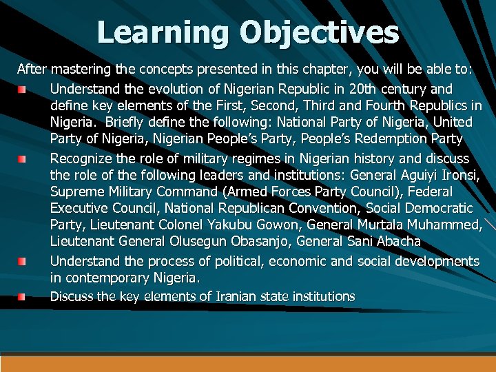 Learning Objectives After mastering the concepts presented in this chapter, you will be able