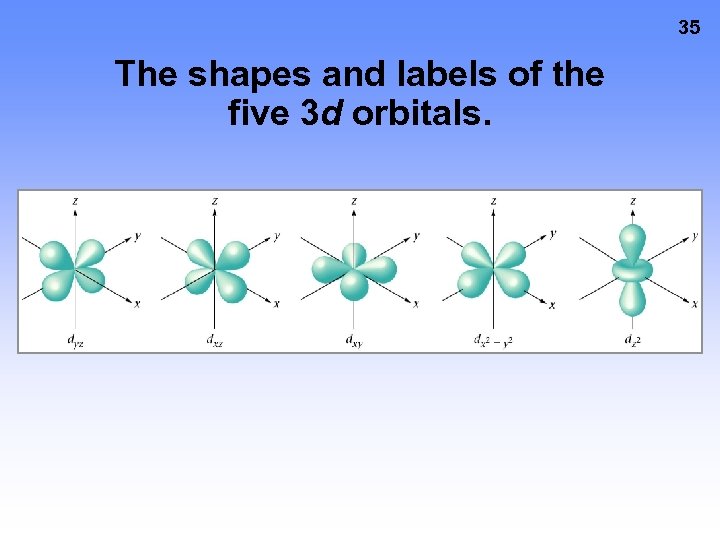 35 The shapes and labels of the five 3 d orbitals. 