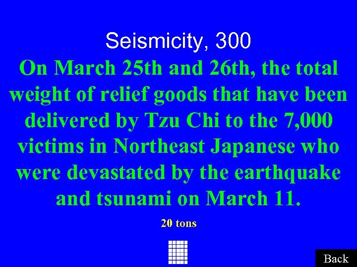 Seismicity, 300 On March 25 th and 26 th, the total weight of relief