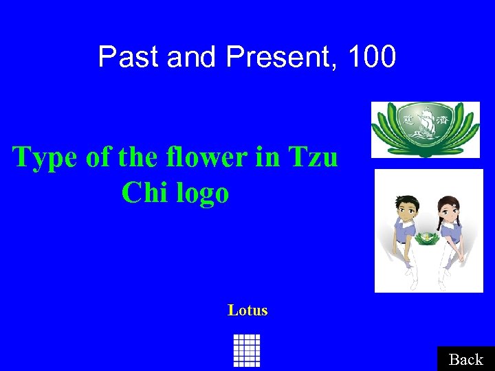 Past and Present, 100 Type of the flower in Tzu Chi logo Lotus Back