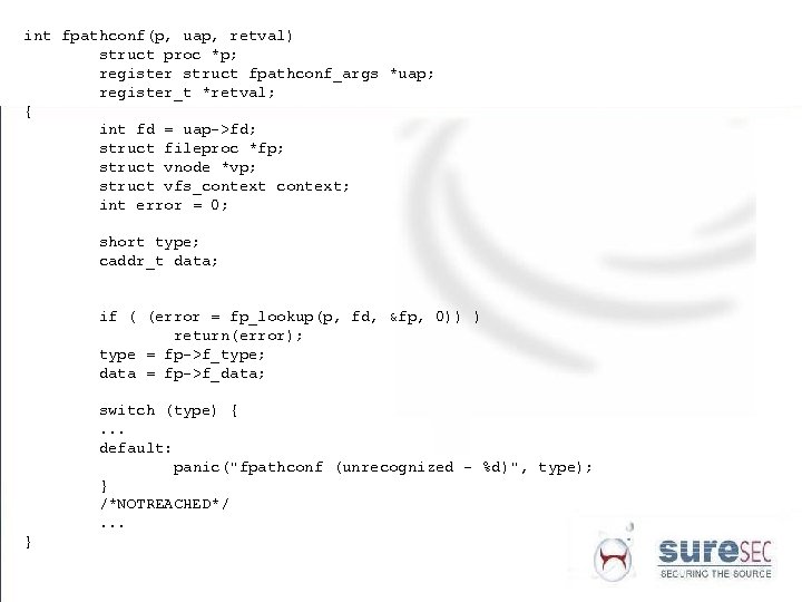 int fpathconf(p, uap, retval) struct proc *p; register struct fpathconf_args *uap; register_t *retval; {