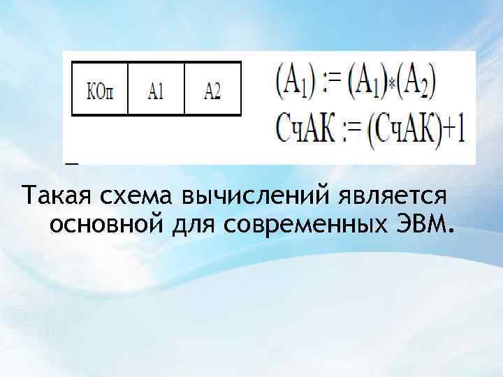 Такая схема вычислений является основной для современных ЭВМ. 