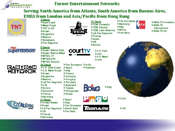 Turner Entertainment Networks Serving North America from Atlanta, South America from Buenos Aires, EMEA