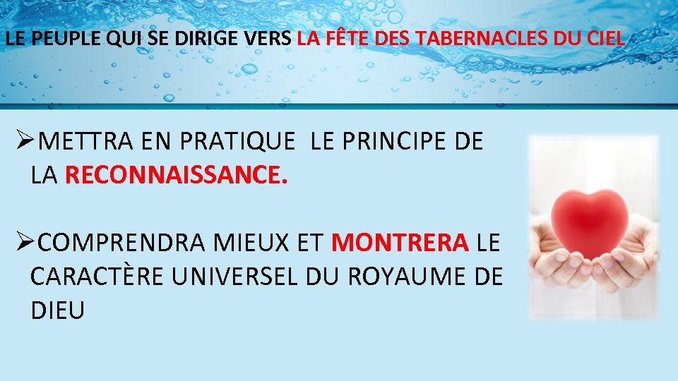 LE PEUPLE QUI SE DIRIGE VERS LA FÊTE DES TABERNACLES DU CIEL ØMETTRA EN