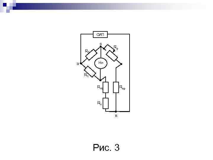 СИП c R 2 Rp Нп a R 1 Rпр Rх в Рис. 3