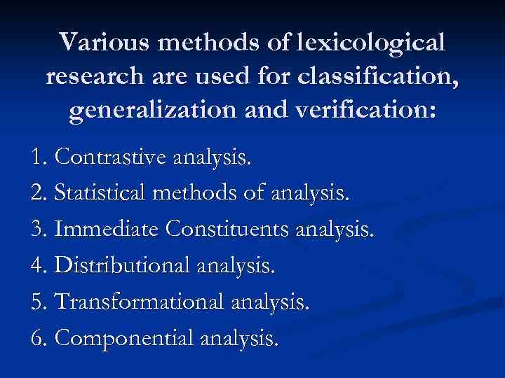 Contrastive analysis