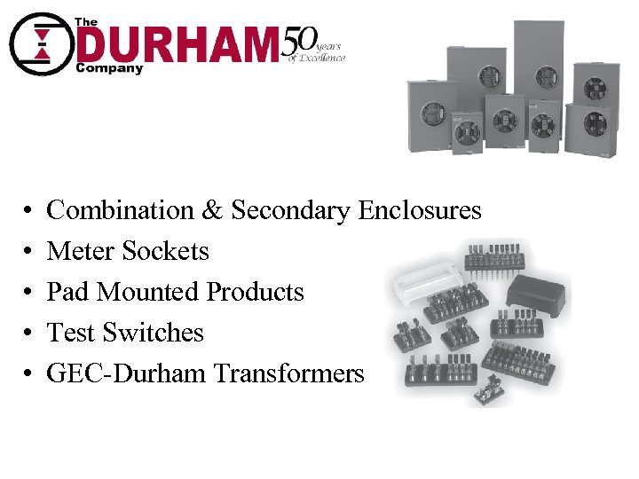  • • • Combination & Secondary Enclosures Meter Sockets Pad Mounted Products Test