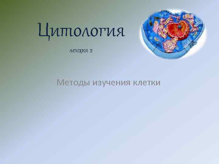 Цитология лекция 2 Методы изучения клетки 