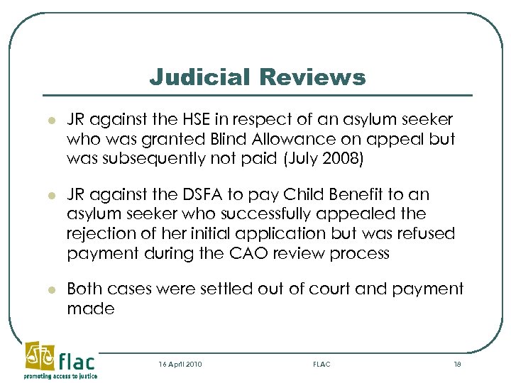 Judicial Reviews l JR against the HSE in respect of an asylum seeker who