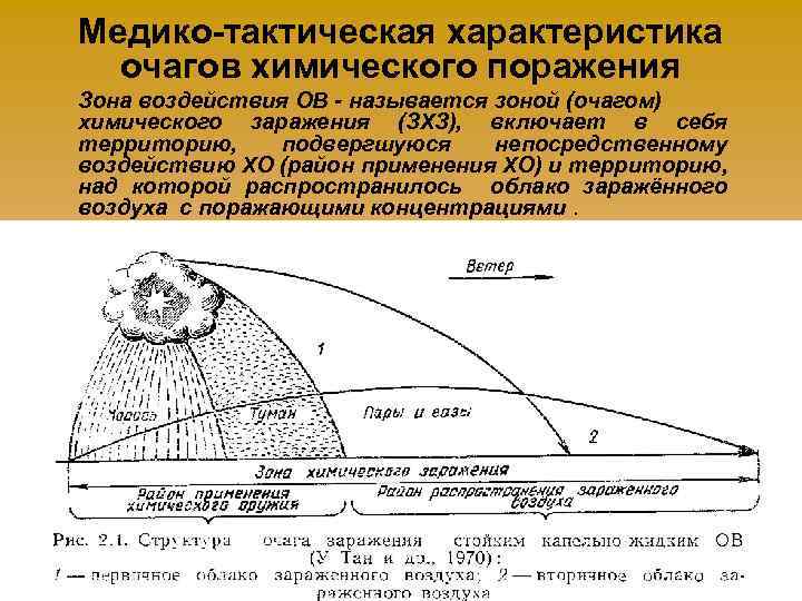 Медико-тактическая характеристика очагов химического поражения Зона воздействия ОВ - называется зоной (очагом) химического заражения