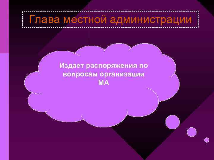 Глава местной администрации Издает распоряжения по вопросам организации МА 