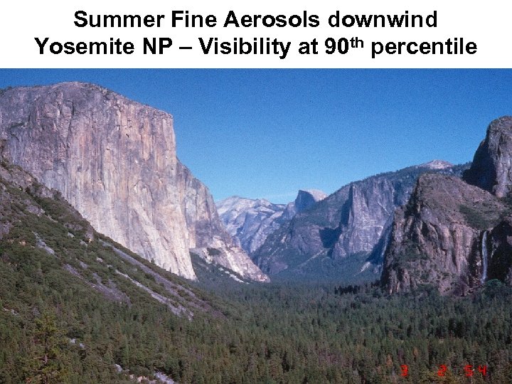 Summer Fine Aerosols downwind Yosemite NP – Visibility at 90 th percentile 