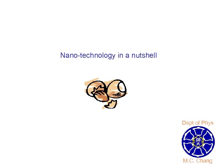 Nano-technology in a nutshell Dept of Phys M. C. Chang 