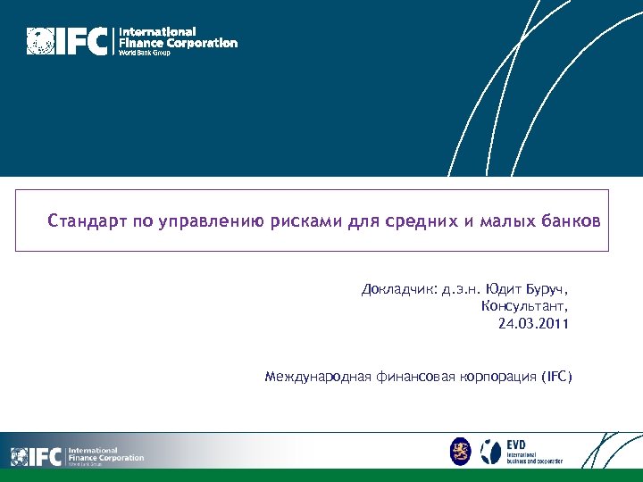 Стандарт по управлению рисками для средних и малых банков Докладчик: д. э. н. Юдит