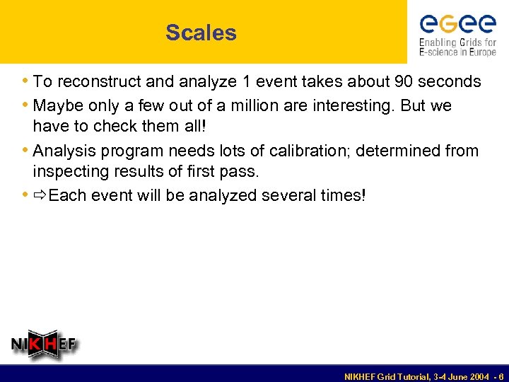 Scales • To reconstruct and analyze 1 event takes about 90 seconds • Maybe