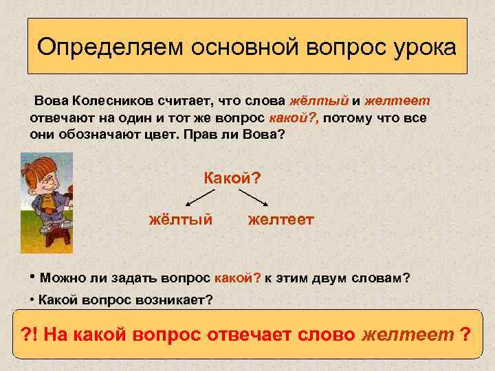 Главное слово отвечает на вопрос. Какой вопрос можно задать к слову. На какие вопросы отвечает главное слово. Желтый на какой вопрос отвечает. На какой вопрос отвечает слово можно.