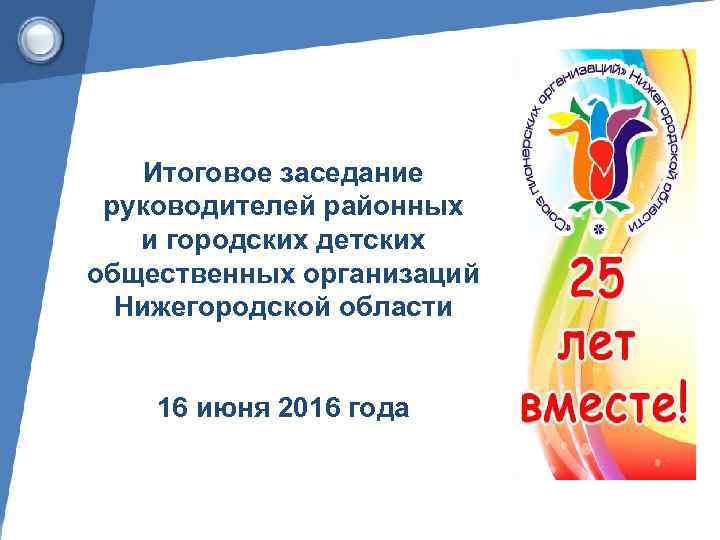 Итоговое заседание руководителей районных и городских детских общественных организаций Нижегородской области 16 июня 2016
