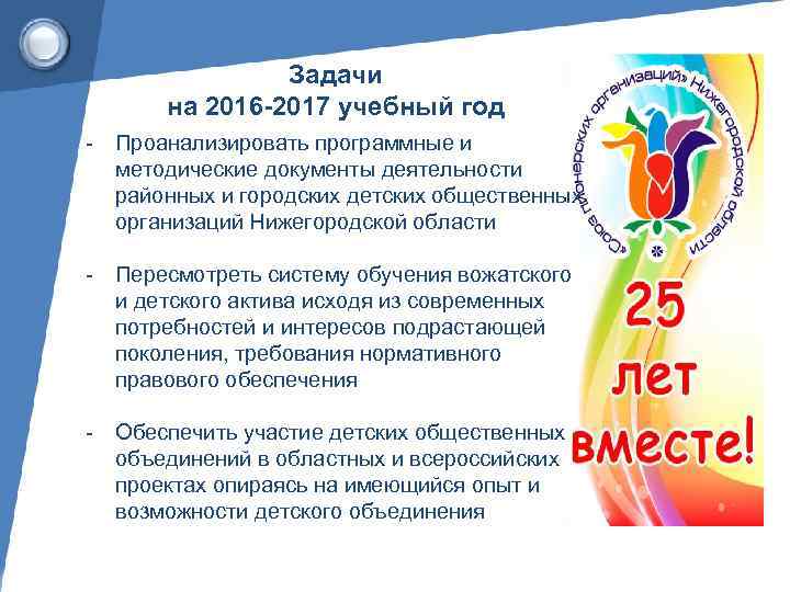 Задачи на 2016 -2017 учебный год - Проанализировать программные и методические документы деятельности районных