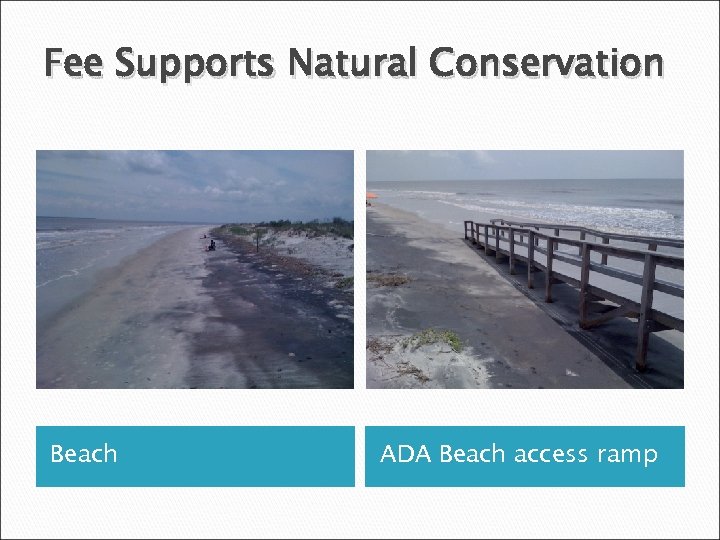 Fee Supports Natural Conservation Beach ADA Beach access ramp 