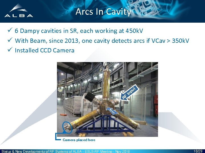 Arcs In Cavity ü 6 Dampy cavities in SR, each working at 450 k.