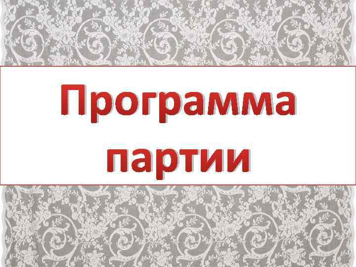 Программа партии 