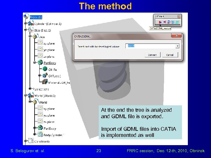 The method At the end the tree is analyzed and GDML file is exported.