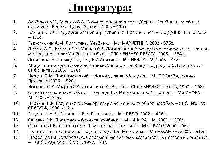 Литература: 1. 2. 3. 4. 5. 6. 7. 8. 9. 10. 11. 12. 13.