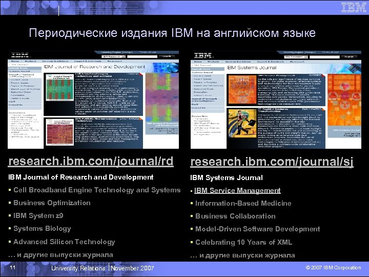 Периодические издания IBM на английском языке research. ibm. com/journal/rd research. ibm. com/journal/sj IBM Journal