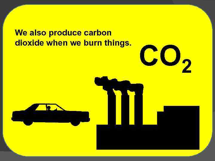 We also produce carbon dioxide when we burn things. CO 2 