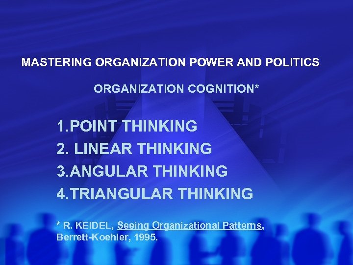 MASTERING ORGANIZATION POWER AND POLITICS ORGANIZATION COGNITION* 1. POINT THINKING 2. LINEAR THINKING 3.