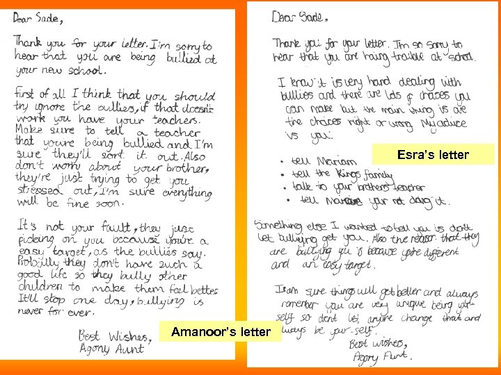 Esra’s letter Amanoor’s letter 
