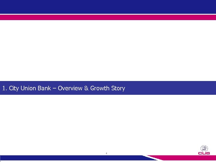 1. City Union Bank – Overview & Growth Story 4 