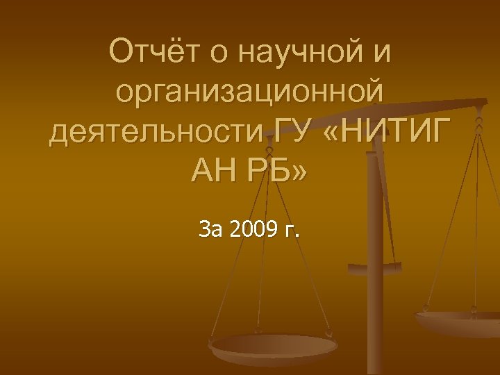 Отчёт о научной и организационной деятельности ГУ «НИТИГ АН РБ» За 2009 г. 