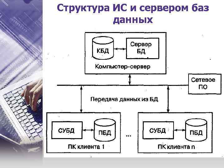 Структура ИС и сервером баз данных 