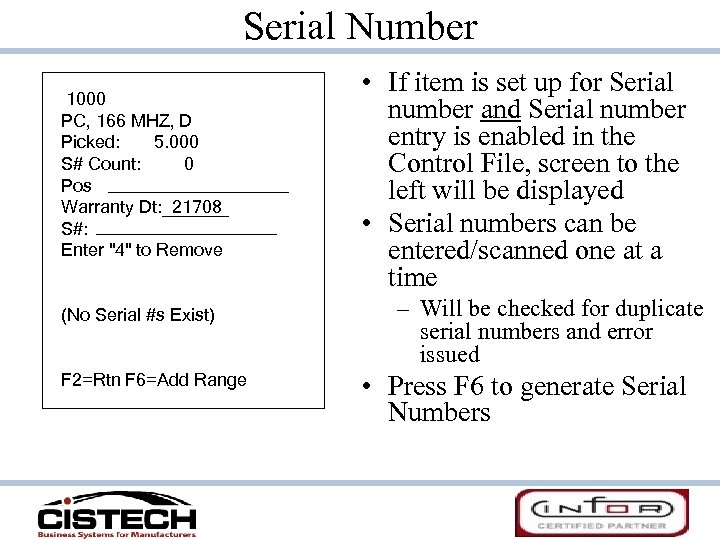 Serial Number 1000 PC, 166 MHZ, D Picked: 5. 000 S# Count: 0 Pos