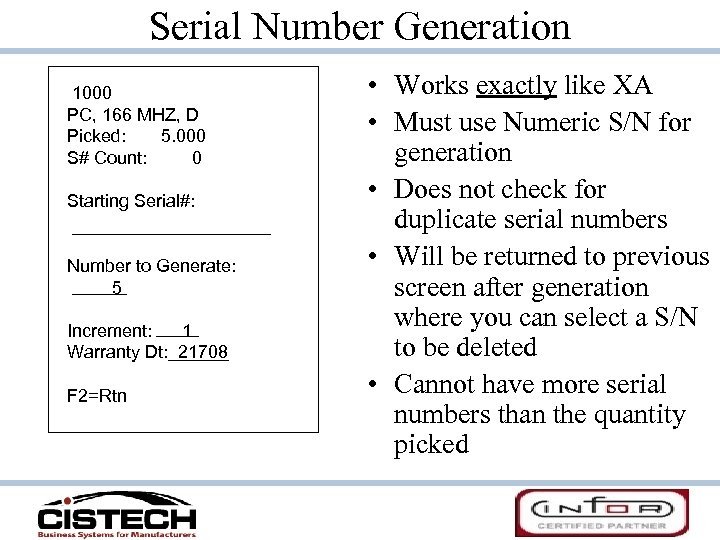 Serial Number Generation 1000 PC, 166 MHZ, D Picked: 5. 000 S# Count: 0