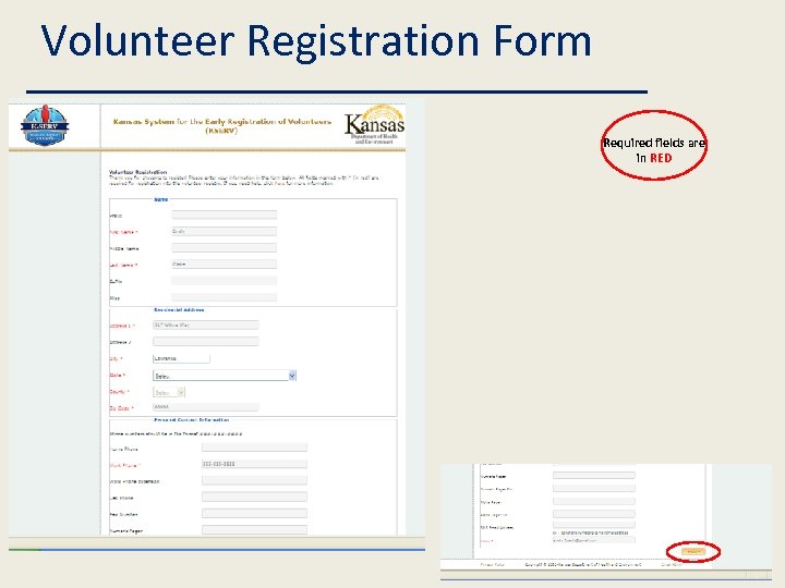 Volunteer Registration Form Required fields are in RED 