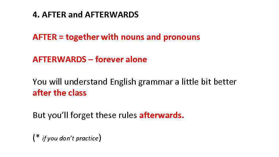 0 afterwards. After afterwards. After or afterwards разница. Предложения с after и afterwards. After afterwards exercises.